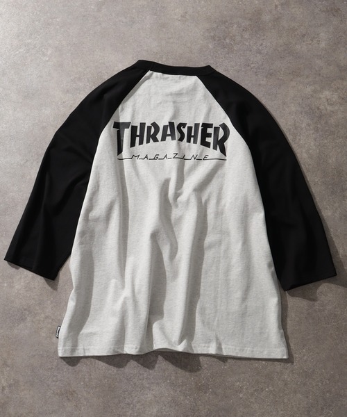 THRASHER(スラッシャー)の「【THRASHER/スラッシャー】7分丈配色ラグランTシャツ(Tシャツ/カットソー・メンズ・ホワイト/ブラック/グレー・M/L/XL)」の4枚目の写真