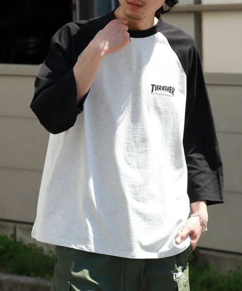 THRASHER(スラッシャー)の「【THRASHER/スラッシャー】7分丈配色ラグランTシャツ(Tシャツ/カットソー・メンズ・ホワイト/ブラック/グレー・M/L/XL)」の9枚目の写真