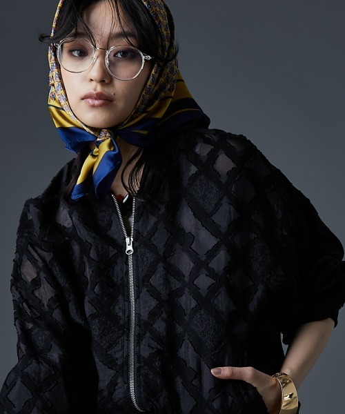 GEVS.(ジェイヴィス)の「カットジャガードブルゾン<大きいサイズ有>GEVS.(ブルゾン・レディース・マスタード/ブラック・L/M/5L/4L/3L/LL)」の1枚目の写真