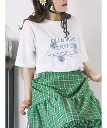 ehka sopo | 花ロゴ刺繍Tシャツ(Tシャツ/カットソー)