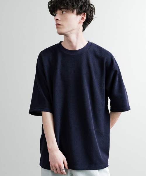 Rocky Monroe(ロッキーモンロー)の「オーバーサイズ テックワッフルサーマル半袖Tシャツ(Tシャツ/カットソー・メンズ・チャコール/ネイビー/ブラック/アイボリー・XL/M/L)」の4枚目の写真