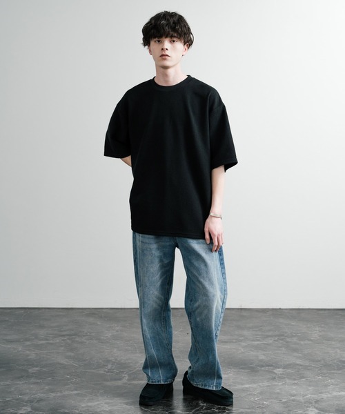 Rocky Monroe(ロッキーモンロー)の「オーバーサイズ テックワッフルサーマル半袖Tシャツ(Tシャツ/カットソー・メンズ・チャコール/ネイビー/ブラック/アイボリー・XL/M/L)」の11枚目の写真