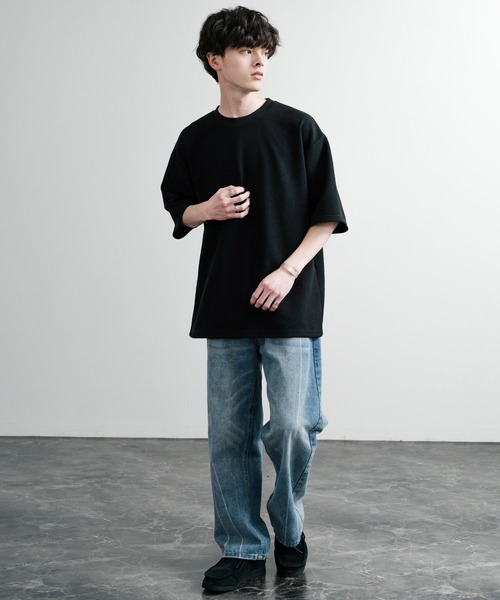 Rocky Monroe(ロッキーモンロー)の「オーバーサイズ テックワッフルサーマル半袖Tシャツ(Tシャツ/カットソー・メンズ・チャコール/ネイビー/ブラック/アイボリー・XL/M/L)」の12枚目の写真