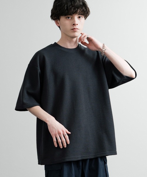 Rocky Monroe(ロッキーモンロー)の「オーバーサイズ テックワッフルサーマル半袖Tシャツ(Tシャツ/カットソー・メンズ・チャコール/ネイビー/ブラック/アイボリー・XL/M/L)」の14枚目の写真