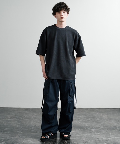 Rocky Monroe(ロッキーモンロー)の「オーバーサイズ テックワッフルサーマル半袖Tシャツ(Tシャツ/カットソー・メンズ・チャコール/ネイビー/ブラック/アイボリー・XL/M/L)」の15枚目の写真