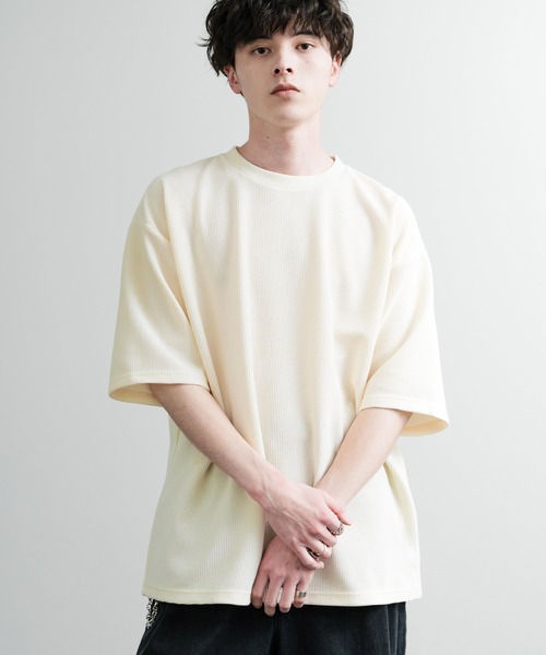 Rocky Monroe(ロッキーモンロー)の「オーバーサイズ テックワッフルサーマル半袖Tシャツ(Tシャツ/カットソー・メンズ・チャコール/ネイビー/ブラック/アイボリー・XL/M/L)」の5枚目の写真