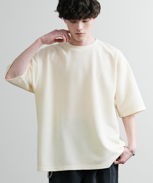 Rocky Monroe(ロッキーモンロー)の「オーバーサイズ テックワッフルサーマル半袖Tシャツ(Tシャツ/カットソー・メンズ・チャコール/ネイビー/ブラック/アイボリー・XL/M/L)」の6枚目の写真