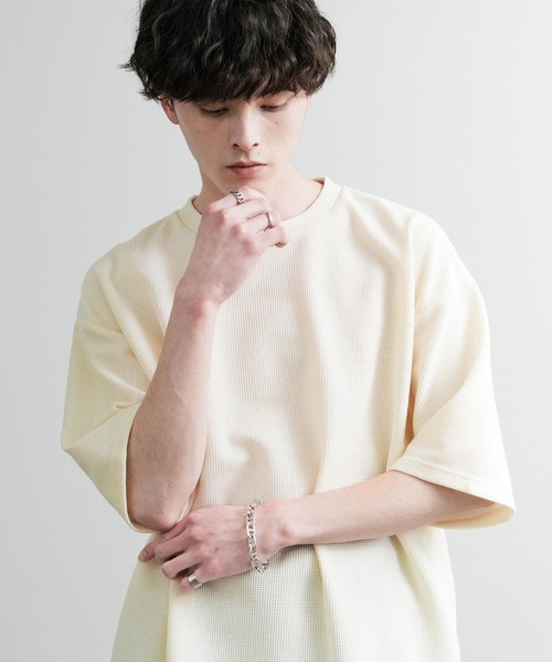 Rocky Monroe(ロッキーモンロー)の「オーバーサイズ テックワッフルサーマル半袖Tシャツ(Tシャツ/カットソー・メンズ・チャコール/ネイビー/ブラック/アイボリー・XL/M/L)」の8枚目の写真