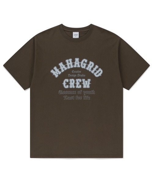 MAHAGRID(マハグリッド)の「『mahagrid/マハグリッド』 MAHAGRID CREW TEE /クルー 半袖Tシャツ(Tシャツ/カットソー・メンズ・ホワイト/ブラウン・M/L)」の2枚目の写真