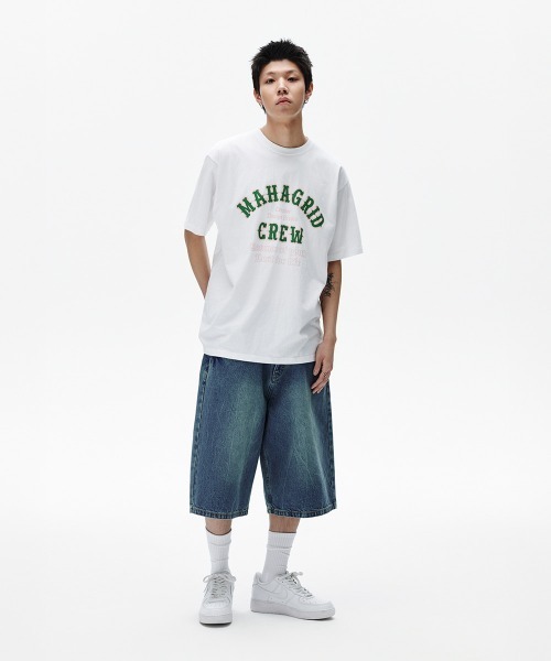 MAHAGRID(マハグリッド)の「『mahagrid/マハグリッド』 MAHAGRID CREW TEE /クルー 半袖Tシャツ(Tシャツ/カットソー・メンズ・ホワイト/ブラウン・M/L)」の5枚目の写真