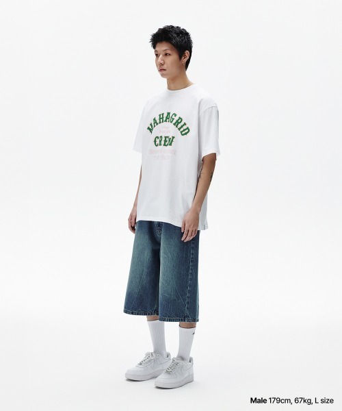 MAHAGRID(マハグリッド)の「『mahagrid/マハグリッド』 MAHAGRID CREW TEE /クルー 半袖Tシャツ(Tシャツ/カットソー・メンズ・ホワイト/ブラウン・M/L)」の6枚目の写真