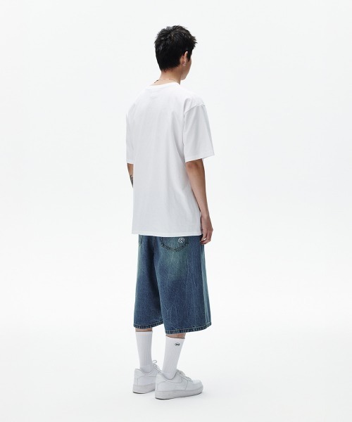 MAHAGRID(マハグリッド)の「『mahagrid/マハグリッド』 MAHAGRID CREW TEE /クルー 半袖Tシャツ(Tシャツ/カットソー・メンズ・ホワイト/ブラウン・M/L)」の7枚目の写真