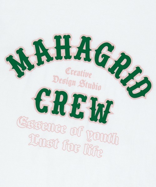 MAHAGRID(マハグリッド)の「『mahagrid/マハグリッド』 MAHAGRID CREW TEE /クルー 半袖Tシャツ(Tシャツ/カットソー・メンズ・ホワイト/ブラウン・M/L)」の13枚目の写真
