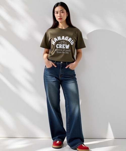 MAHAGRID(マハグリッド)の「『mahagrid/マハグリッド』 MAHAGRID CREW TEE /クルー 半袖Tシャツ(Tシャツ/カットソー・メンズ・ホワイト/ブラウン・M/L)」の4枚目の写真