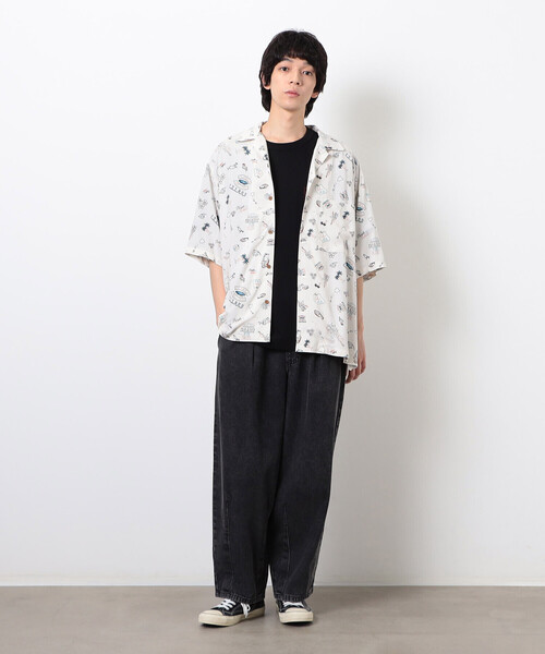 Purple&Yellow（パープルアンドイエロー）の「レトロポップ アロハシャツ（シャツ/ブラウス・メンズ・ブラック/アイボリー・SMALL/MEDIUM/LARGE）」の4枚目の写真