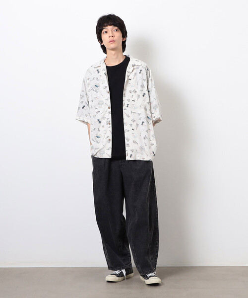 Purple&Yellow（パープルアンドイエロー）の「レトロポップ アロハシャツ（シャツ/ブラウス・メンズ・ブラック/アイボリー・SMALL/MEDIUM/LARGE）」の5枚目の写真