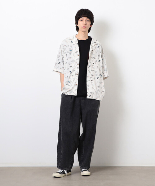 Purple&Yellow（パープルアンドイエロー）の「レトロポップ アロハシャツ（シャツ/ブラウス・メンズ・ブラック/アイボリー・SMALL/MEDIUM/LARGE）」の6枚目の写真