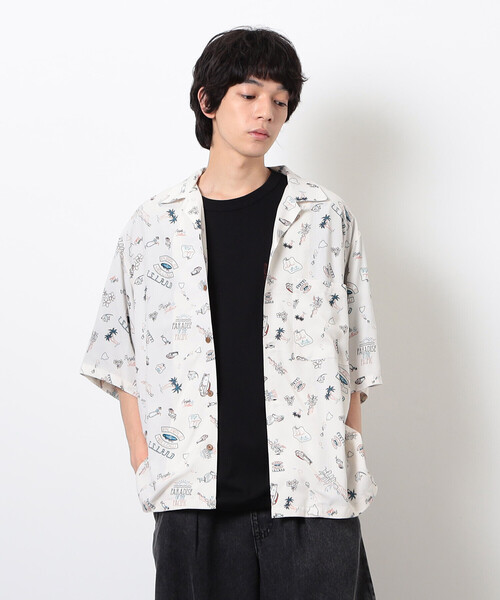 Purple&Yellow（パープルアンドイエロー）の「レトロポップ アロハシャツ（シャツ/ブラウス・メンズ・ブラック/アイボリー・SMALL/MEDIUM/LARGE）」の7枚目の写真