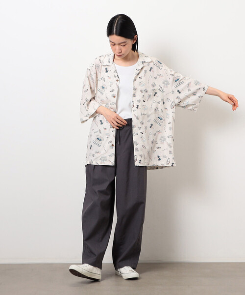 Purple&Yellow（パープルアンドイエロー）の「レトロポップ アロハシャツ（シャツ/ブラウス・メンズ・ブラック/アイボリー・SMALL/MEDIUM/LARGE）」の9枚目の写真