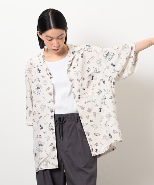 Purple&Yellow（パープルアンドイエロー）の「レトロポップ アロハシャツ（シャツ/ブラウス・メンズ・ブラック/アイボリー・SMALL/MEDIUM/LARGE）」の10枚目の写真