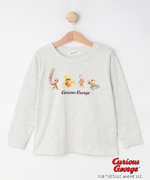 Dessin(デッサン)の「【おさるのジョージコラボ】ロングスリーブTシャツ(Tシャツ/カットソー・キッズ・ライトベージュ/グレー/ネイビー・10/11/12/13)」の2枚目の写真