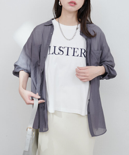 natural couture（ナチュラルクチュール）の「【サスティナ企画】袖口ロールUPロゴT（Tシャツ/カットソー・レディース・オフホワイト/ピンク/ベージュ/スミクロ・FREE）」の2枚目の写真