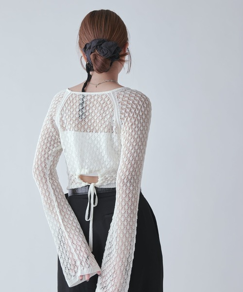 Lui's(ルイス)の「レース編みニットトップス(Tシャツ/カットソー・レディース・グレー/ホワイト系その他/ブラック・FREE)」の8枚目の写真