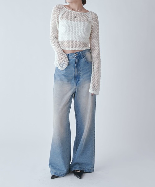 Lui's(ルイス)の「レース編みニットトップス(Tシャツ/カットソー・レディース・グレー/ホワイト系その他/ブラック・FREE)」の10枚目の写真