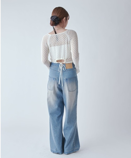 Lui's(ルイス)の「レース編みニットトップス(Tシャツ/カットソー・レディース・グレー/ホワイト系その他/ブラック・FREE)」の11枚目の写真