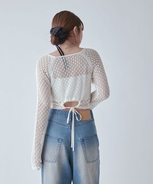 Lui's(ルイス)の「レース編みニットトップス(Tシャツ/カットソー・レディース・グレー/ホワイト系その他/ブラック・FREE)」の14枚目の写真