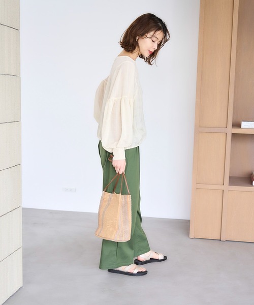 studio CLIP（スタディオクリップ）の「ダブルフロントシアーチェックブルゾンブラウス（シャツ/ブラウス・レディース・アイボリー/ライトブルー/ブラック・FREE）」の19枚目の写真