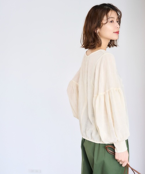 studio CLIP（スタディオクリップ）の「ダブルフロントシアーチェックブルゾンブラウス（シャツ/ブラウス・レディース・アイボリー/ライトブルー/ブラック・FREE）」の16枚目の写真