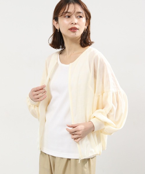 studio CLIP（スタディオクリップ）の「ダブルフロントシアーチェックブルゾンブラウス（シャツ/ブラウス・レディース・アイボリー/ライトブルー/ブラック・FREE）」の15枚目の写真