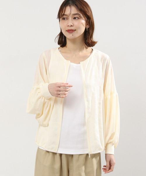 studio CLIP（スタディオクリップ）の「ダブルフロントシアーチェックブルゾンブラウス（シャツ/ブラウス・レディース・アイボリー/ライトブルー/ブラック・FREE）」の14枚目の写真