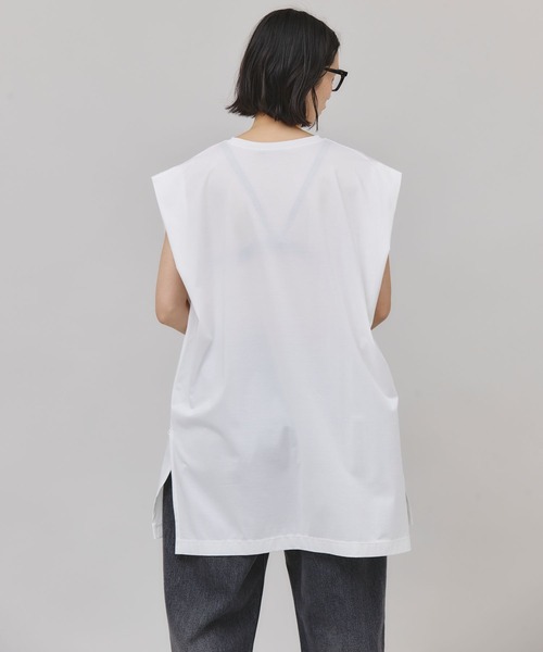 Curensology(カレンソロジー)の「Curensology(カレンソロジー)/タックスリーブTシャツ(Tシャツ/カットソー・レディース・ホワイト/ブラック/チャコールグレー/ブルー・FREE)」の6枚目の写真