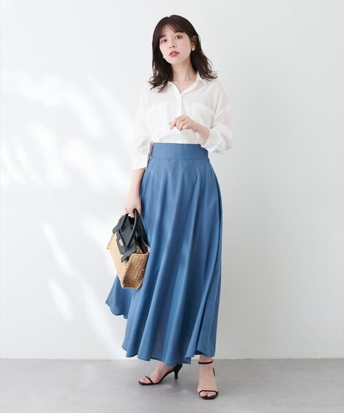 natural couture(ナチュラルクチュール)の「Wポケットシアーシャツ(シャツ/ブラウス・レディース・ピンク/ベージュ/ミント/スミクロ/オフホワイト・FREE)」の16枚目の写真