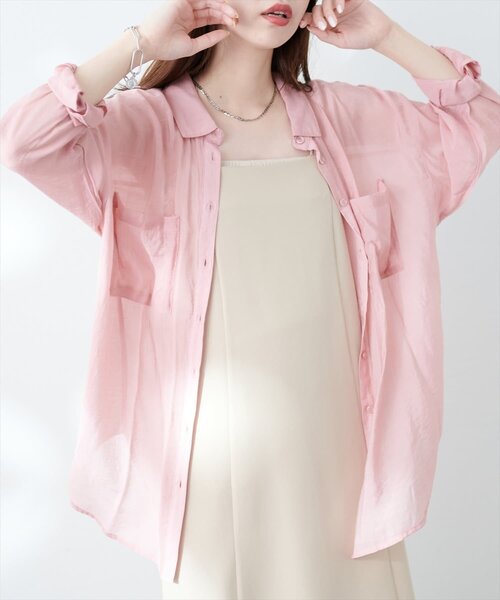ナチュラルクチュール　バックフレアシャツ　ピンク natural couture｜【大人ナチュ】バックフレアシャツ | Rakuten