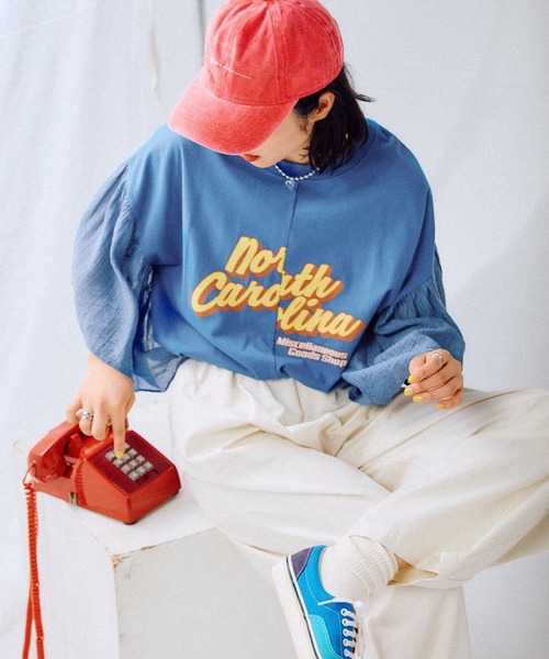 LEPSIM（レプシィム）の「サイド布帛ロゴT　452517（Tシャツ/カットソー・レディース・杢グレー/レッド/チャコールグレー/ブルー・FREE）」の3枚目の写真