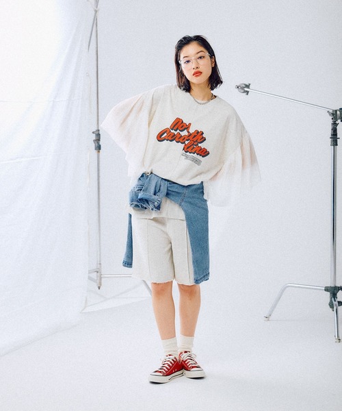 LEPSIM（レプシィム）の「サイド布帛ロゴT　452517（Tシャツ/カットソー・レディース・杢グレー/レッド/チャコールグレー/ブルー・FREE）」の11枚目の写真