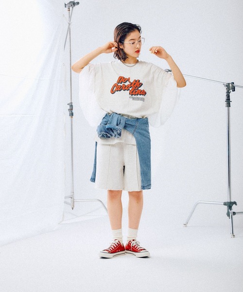 LEPSIM（レプシィム）の「サイド布帛ロゴT　452517（Tシャツ/カットソー・レディース・杢グレー/レッド/チャコールグレー/ブルー・FREE）」の10枚目の写真