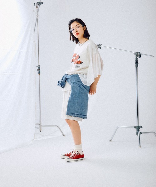 LEPSIM（レプシィム）の「サイド布帛ロゴT　452517（Tシャツ/カットソー・レディース・杢グレー/レッド/チャコールグレー/ブルー・FREE）」の9枚目の写真