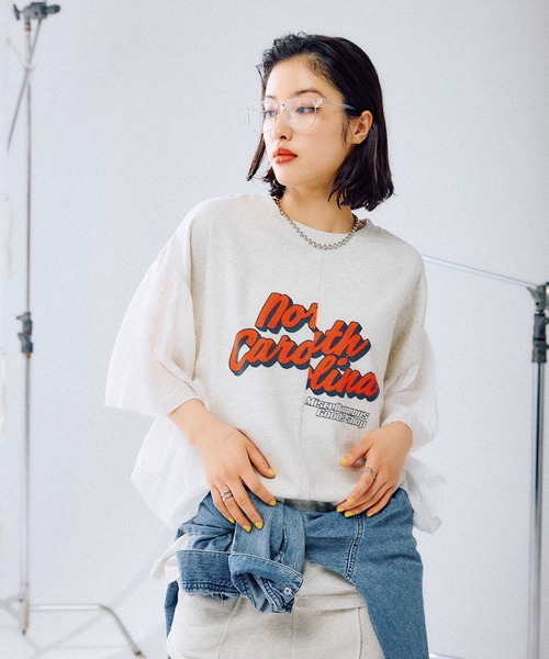 LEPSIM（レプシィム）の「サイド布帛ロゴT　452517（Tシャツ/カットソー・レディース・杢グレー/レッド/チャコールグレー/ブルー・FREE）」の7枚目の写真