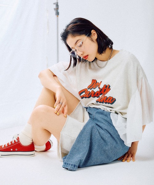 LEPSIM（レプシィム）の「サイド布帛ロゴT　452517（Tシャツ/カットソー・レディース・杢グレー/レッド/チャコールグレー/ブルー・FREE）」の6枚目の写真