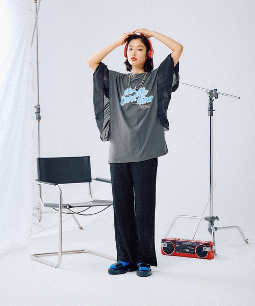 LEPSIM（レプシィム）の「サイド布帛ロゴT　452517（Tシャツ/カットソー・レディース・杢グレー/レッド/チャコールグレー/ブルー・FREE）」の5枚目の写真