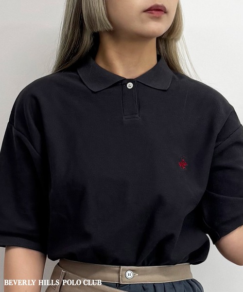 BEVERLY HILLS POLO CLUB（ビバリーヒルズポロクラブ）の「【BEVERLY HILLS POLO CLUB】カノコポロシャツ（ポロシャツ・レディース・オフホワイト/ネイビー系/ブラック・FREE）」の3枚目の写真