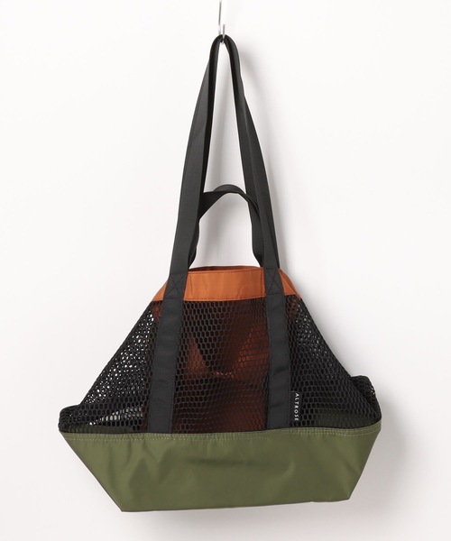 notch.(ノッチ)の「メッシュ配色2WAYトートバッグ(トートバッグ・レディース・ダークオリーブ/ベージュ/グレー・ONESIZE)」の2枚目の写真
