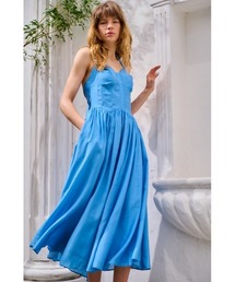 Estella K ノースリーブ ロングワンピース 青 ホルターネック ノースリーブ ブルー ロングワンピース