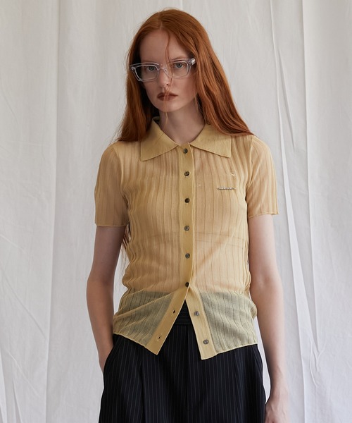 トップス prankproject Worsted Striped CroppedPolo prankproject Worsted Striped CroppedPolo