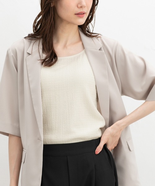 Honeys（ハニーズ）の「ジャカードタンクトップ（タンクトップ・レディース・ブラック/アイボリー/オフホワイト/ライトブルー・LL/L/S/M）」の3枚目の写真