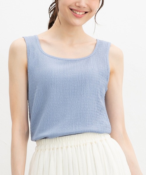 Honeys（ハニーズ）の「ジャカードタンクトップ（タンクトップ・レディース・ブラック/アイボリー/オフホワイト/ライトブルー・LL/L/S/M）」の4枚目の写真